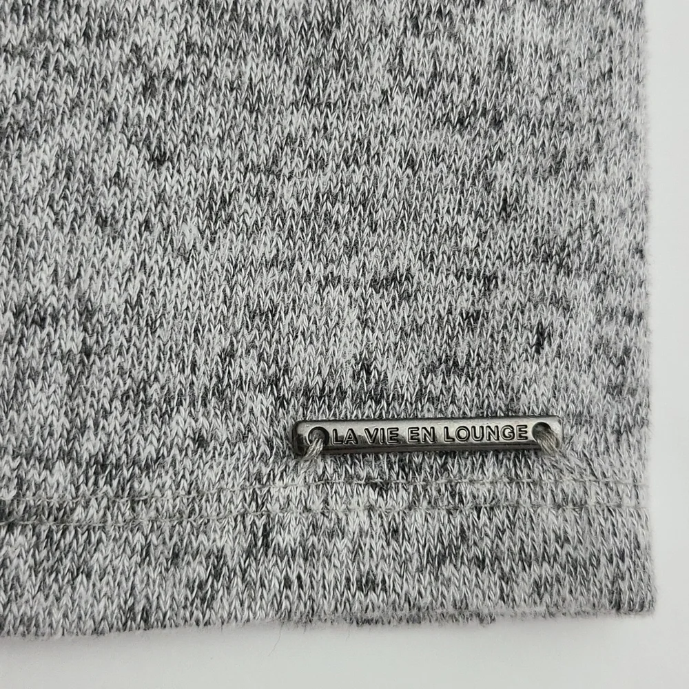 La Vie en Rose Open Front Hooded Cardigan Heathered Grey Pin Pockets Size XS / S - Picture 5 of 14